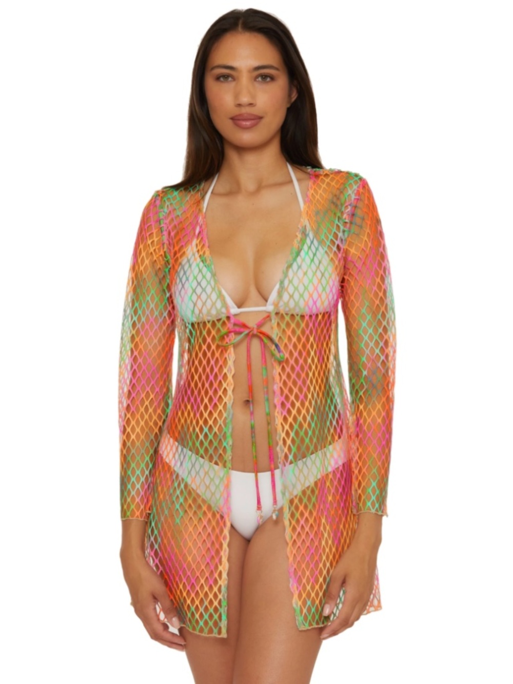 Becca Mirage Fishnet Tunic Cover-Up in Mutlicolor